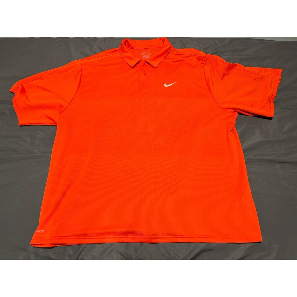 Nike Golf Dri-Fit Orange Polo Shirt Mens Size 2XL Short Sleeve Activewear